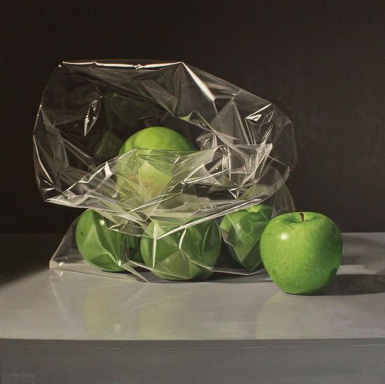 "Bolsa con manzanas" Oil Canvas Still Life Paintings