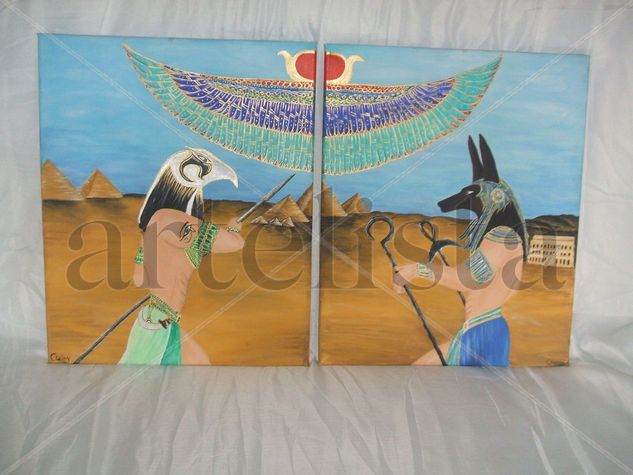 Orus y Anubis Acrylic Canvas Others