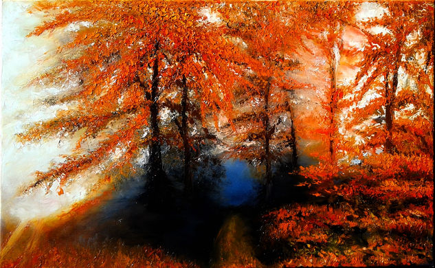 El bosque anaranjado Oil Canvas Landscaping