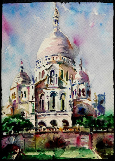 Montmartre Sacre Coeur Watercolour Paper Landscaping