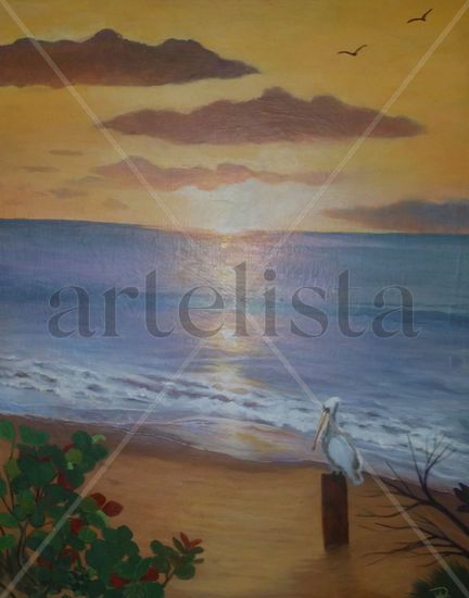 Atardecer en Rincón Acrylic Panel Marine Painting