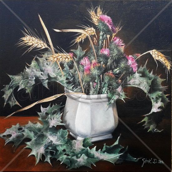 Burdock Oil Canvas Floral Painting