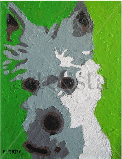 My dog in the green shadows Acrylic Canvas Animals