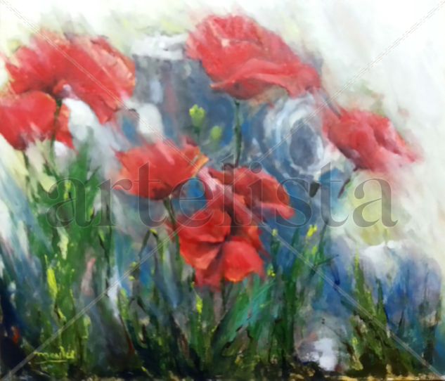 AMAPOLAS Oil Canvas Floral Painting