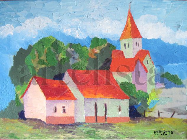 The red roof Acrylic Canvas Landscaping