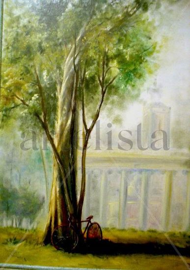 EL RETIRO EN BICICLETA Oil Canvas Landscaping