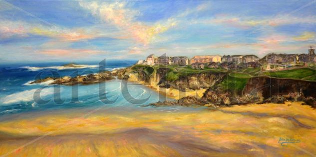 La Playa de Tapia Oil Canvas Marine Painting