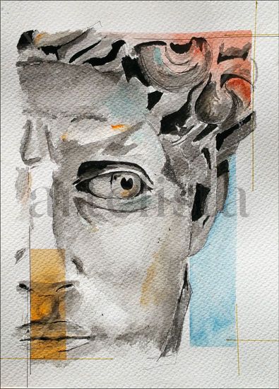 Retrato de David Watercolour Paper Figure Painting