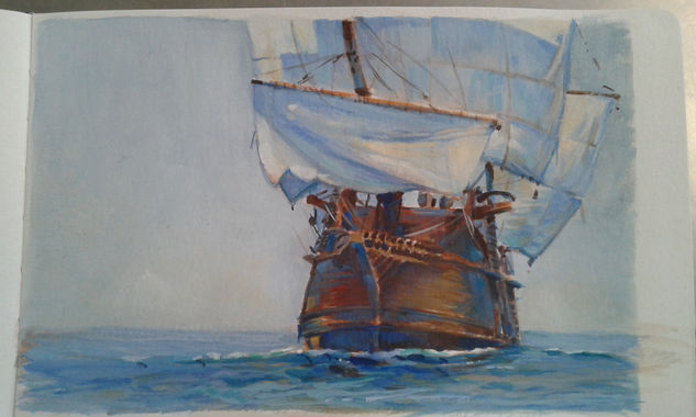 Galeon de Manila Gouache Papel Marina