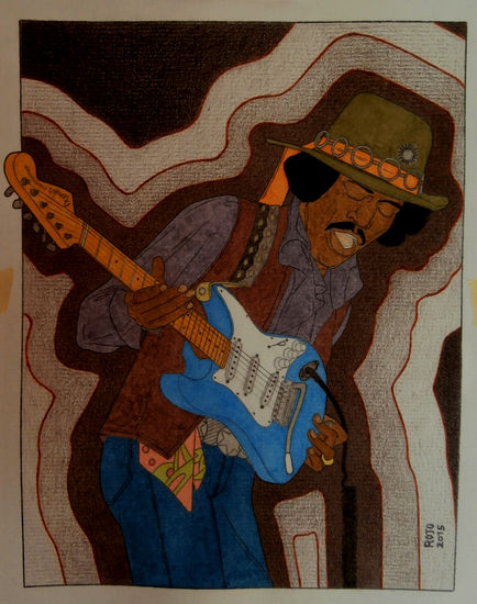 Jimi Hendrix Técnica Mixta