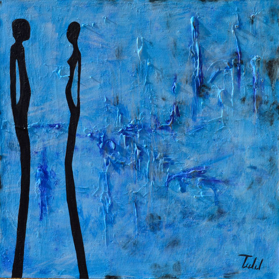 Shadows in blue Acrylic Canvas Figure Painting