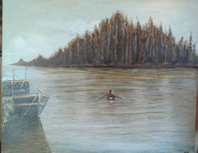 Botero sobre el río Maule , año 2017,  (Valparaíso.)