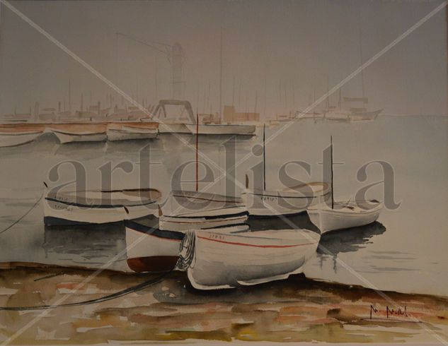 Conjunto de barcas Watercolour Paper Marine Painting