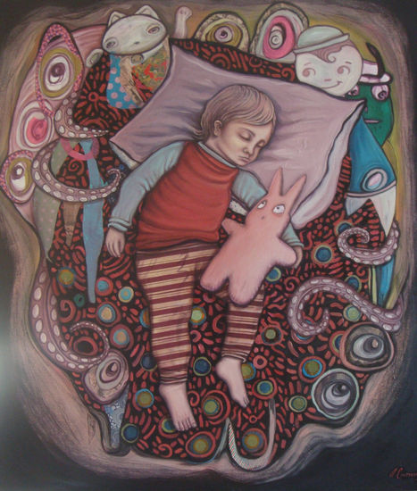 Midnight Lullaby Mixed media Canvas Figure Painting