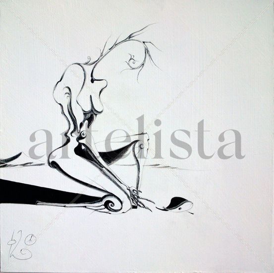 Divino juego del destino (poliptico 2/5) Ink Panel Figure Painting