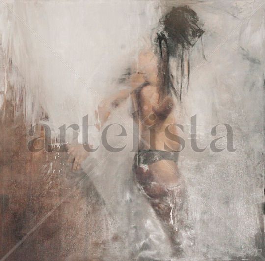 Carlota bajando las escaleras Oil Canvas Nude Paintings