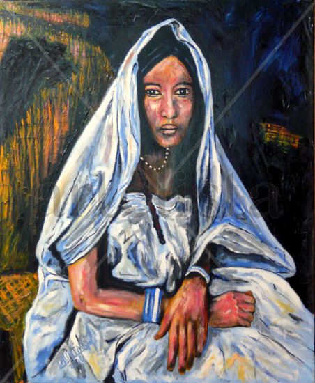 Dama del desierto Oil Canvas Portrait