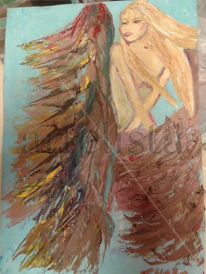 angel de amor Oil Panel Figure Painting