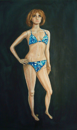 "One day I will go to the ball without a nail in my foot, said the mannequin to nobody" Oil Canvas Portrait