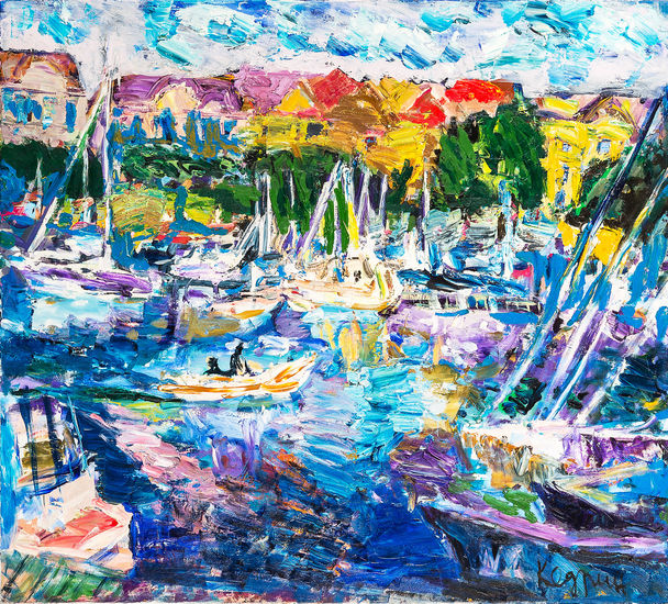 Riga. Boats Oil Canvas Landscaping