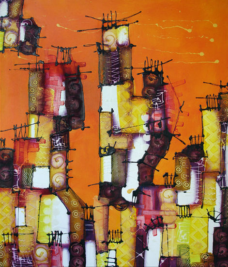 De la serie Ciudad a retazos Mixed media Canvas Landscaping