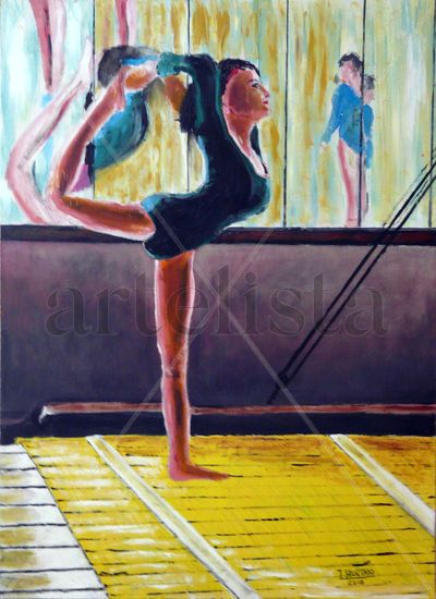 Gimnasta Óleo Tabla Figura