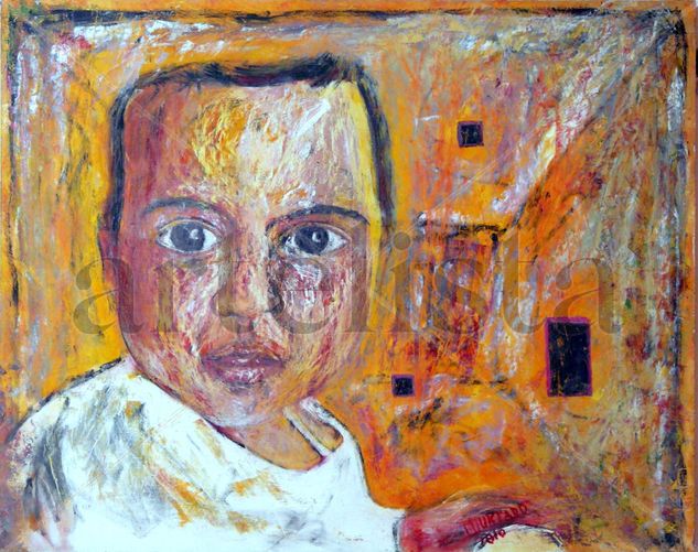 Niño enigmático Oil Panel Portrait