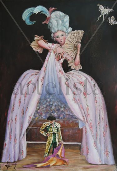 Descubriendo un torero ....Varea . Oil Panel Figure Painting