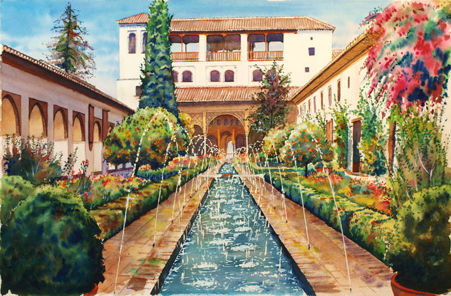 Patio de la Acequia Watercolour Paper Landscaping