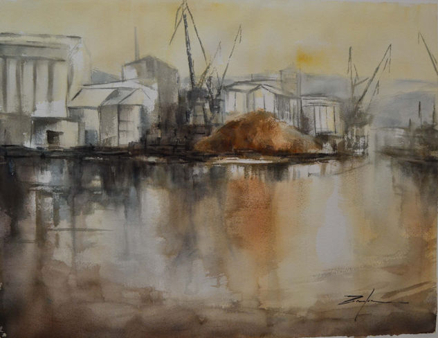 PAISAJE INDUSTRIAL Watercolour Paper Marine Painting