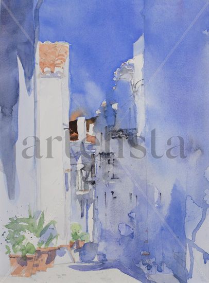 Calle Santo Cristo, Frigiliana Watercolour Paper Landscaping