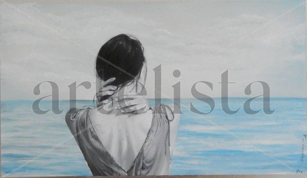 mujer y la calma Oil Panel Marine Painting