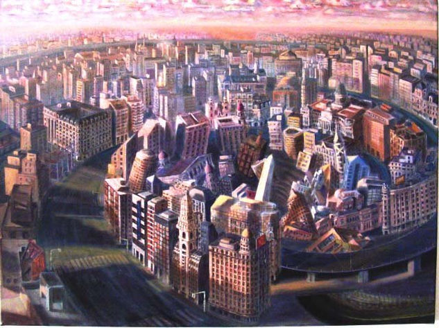 agujero urbano Media Mixta Lienzo Paisaje