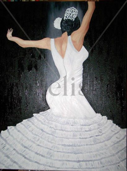 Flamenca en blanco Óleo Lienzo Figura