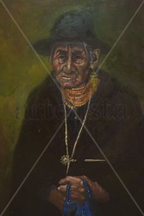 Doña Maritza Oil Textile Portrait