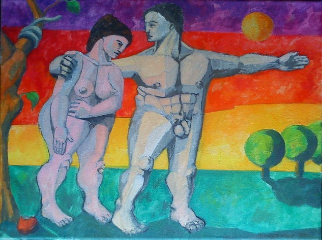 La expulsión del paraiso Oil Canvas Nude Paintings