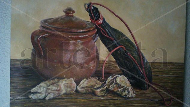 Puchero y Bota Oil Canvas Still Life Paintings