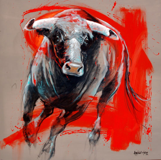 TORO EN BERMELLON Acrylic Canvas Animals