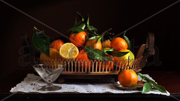 Bodegón del frutero con mandarinas