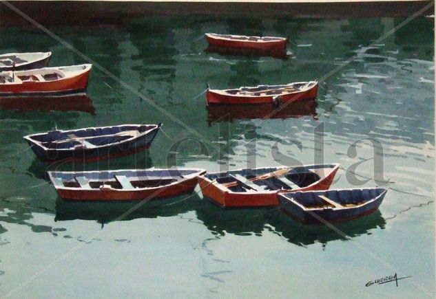 Barcas del Cantábrico Watercolour Paper Marine Painting