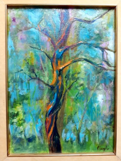 ÁRBOL A LA RIVERA DEL JUCAR Oil Panel Floral Painting