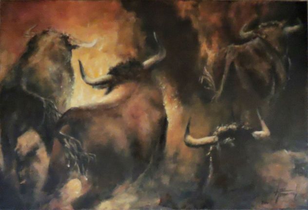 Toros pasando la hoguera.