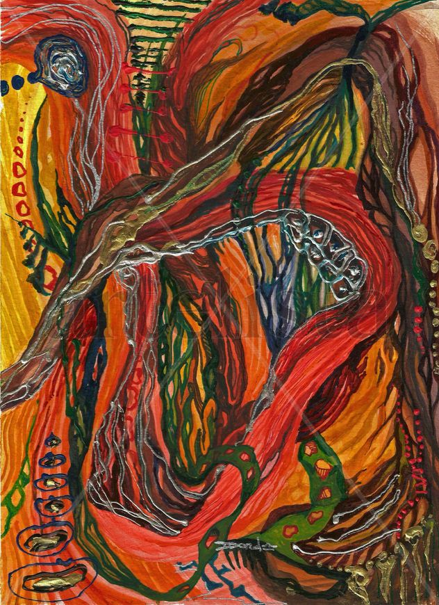 COMPOSICIÓN VII. Acuarela+tinta+acrílico. 21 x 30cm
