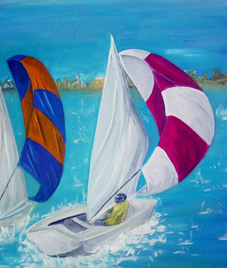 VIENTO EN POPA Oil Panel Marine Painting