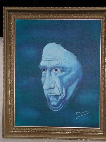 El viejo Azul Acrylic Canvas Portrait