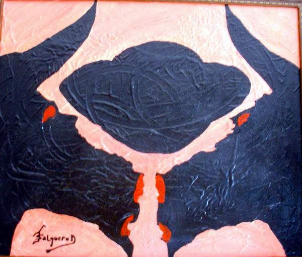 Entre Toros (expresionismo taurino) Acrylic Canvas Figure Painting