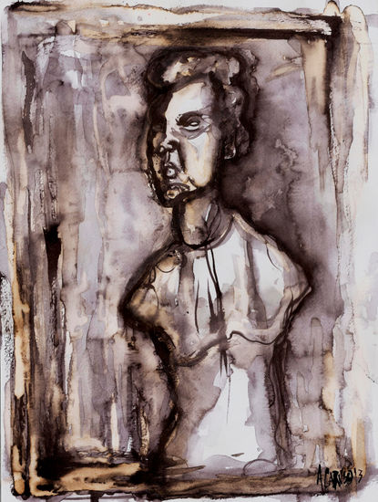 Busto Giacometti Ink Paper Figure Painting