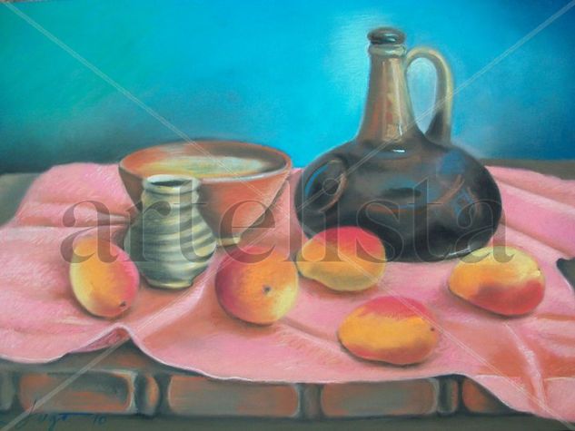 Naturaleza muerta con mangos Pastel Card Still Life Paintings