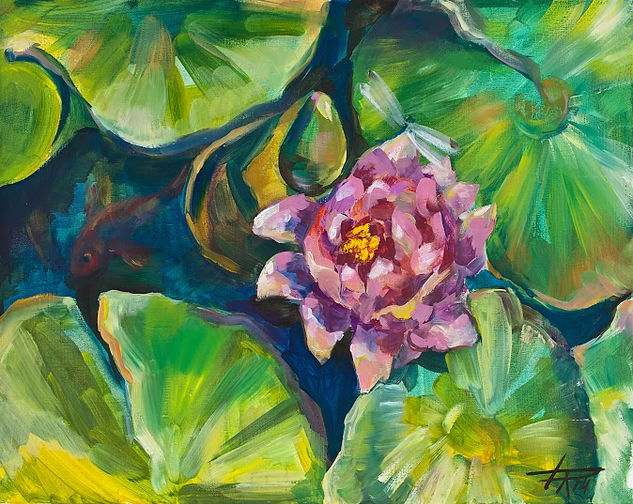 water lily Oil Canvas Floral Painting