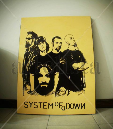 System of a Down Oil Panel Figure Painting